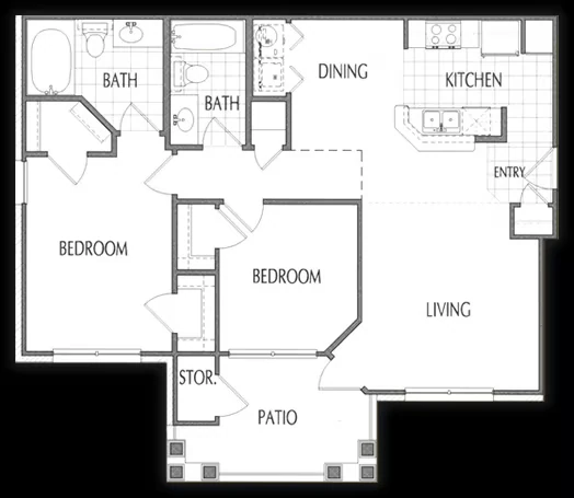 Two Bedroom 831 floor plan